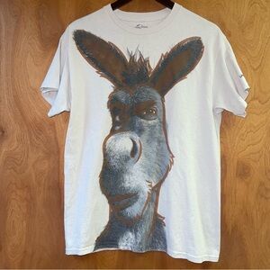 Vintage Universal Studios Shrek 4D Donkey T-shirt  Unisex Size Medium Tan/Sand